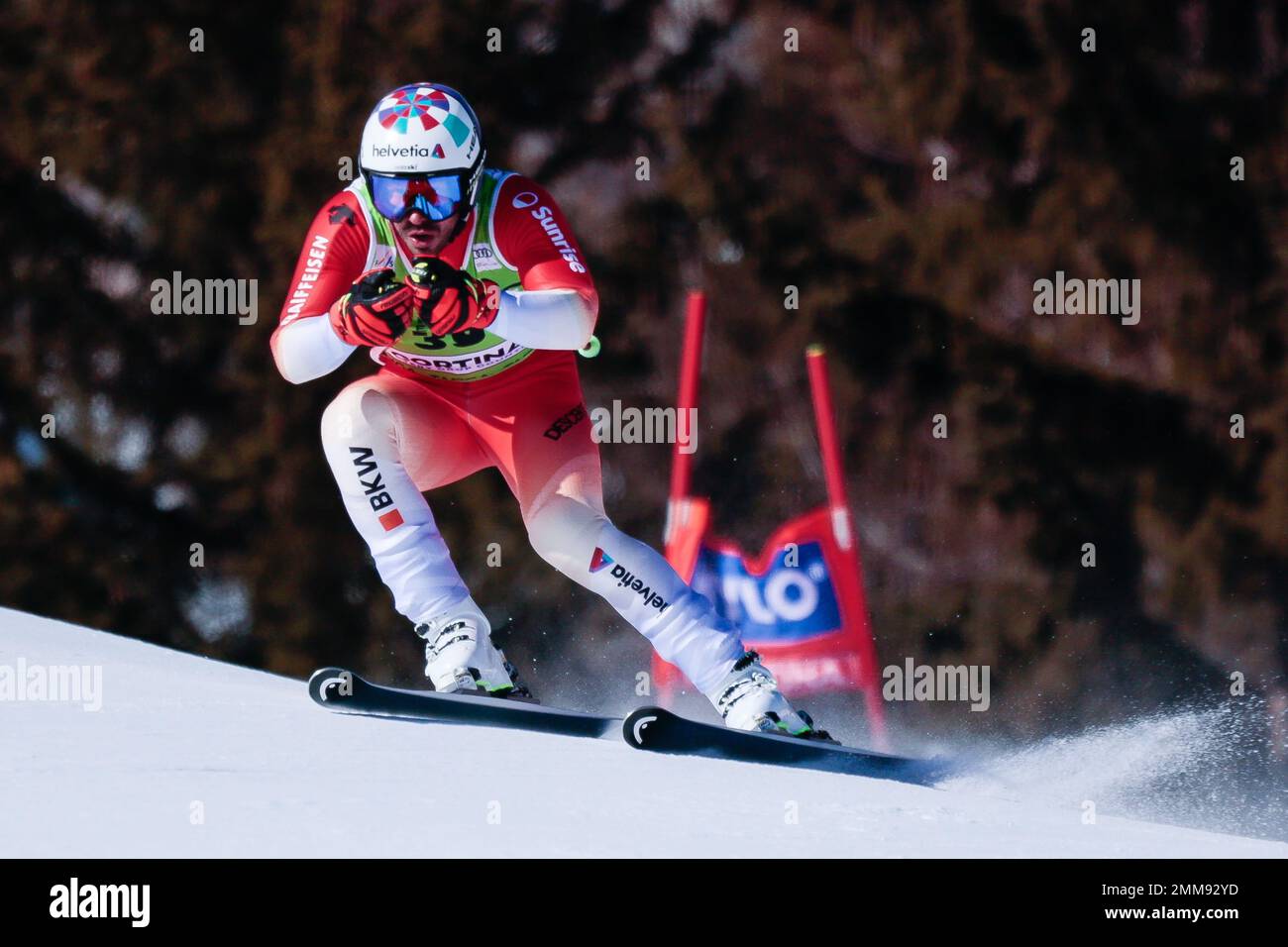 Olympia delle Tofane, Cortina d’Ampezzo, Italia, 29 gennaio 2023, Roulin Gilles (sui) durante la Coppa del mondo di sci Audi FIS 2023 - Super G uomo - gara di sci alpino Foto Stock