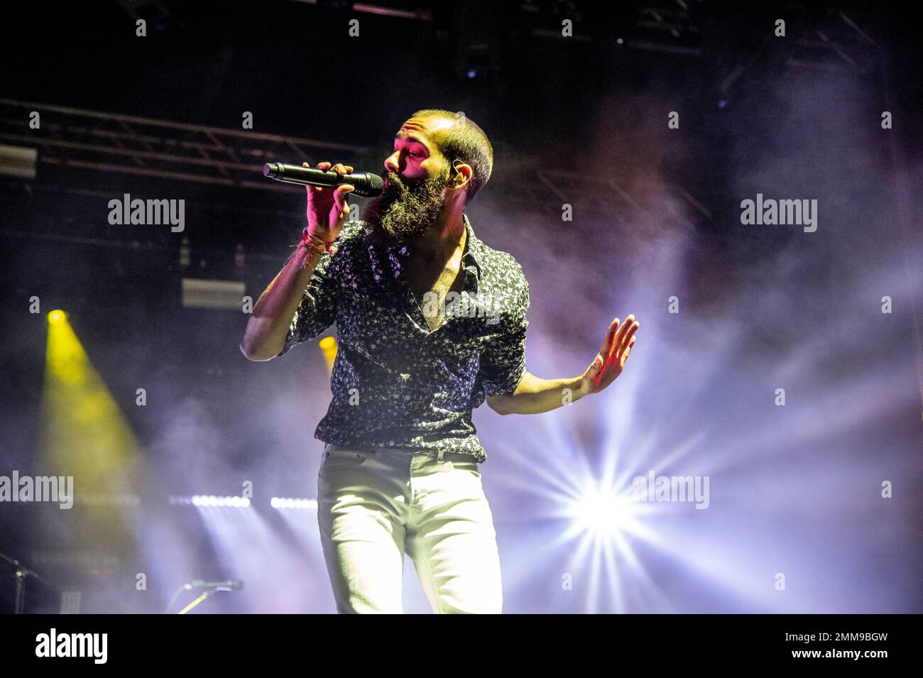 Sam Melo of Rainbow Kitten Surprise performs at the Voodoo Music Experience in City Park on Friday, Oct. 26, 2018, in New Orleans. (Photo by Amy Harris/Invision/AP) Foto Stock