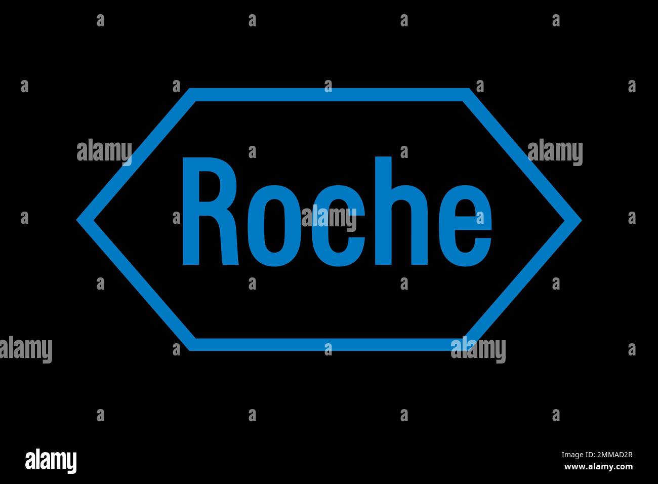 Hoffmann la Roche, sfondo nero, logo, marchio Foto Stock