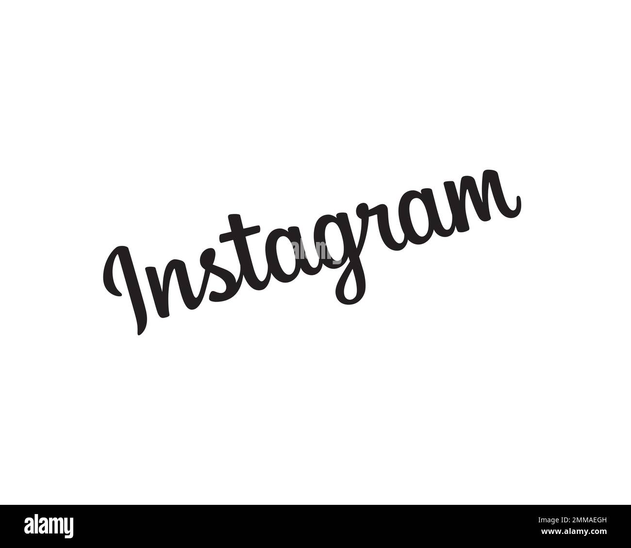 Marchio Instagram nero, ruotato, sfondo bianco, logo, marchio Foto Stock