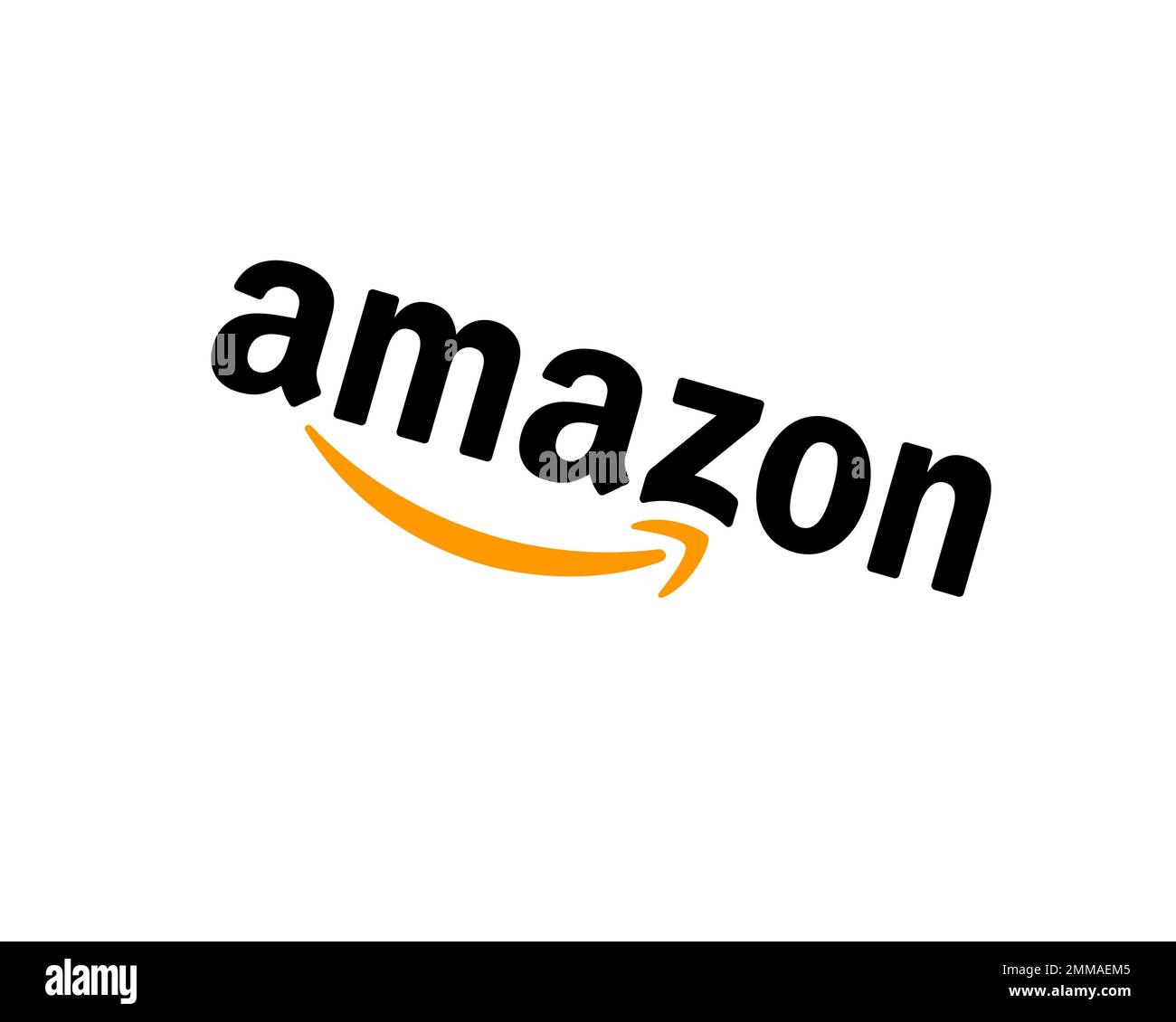 Amazon, ruotato, sfondo bianco, logo, marchio Foto stock - Alamy