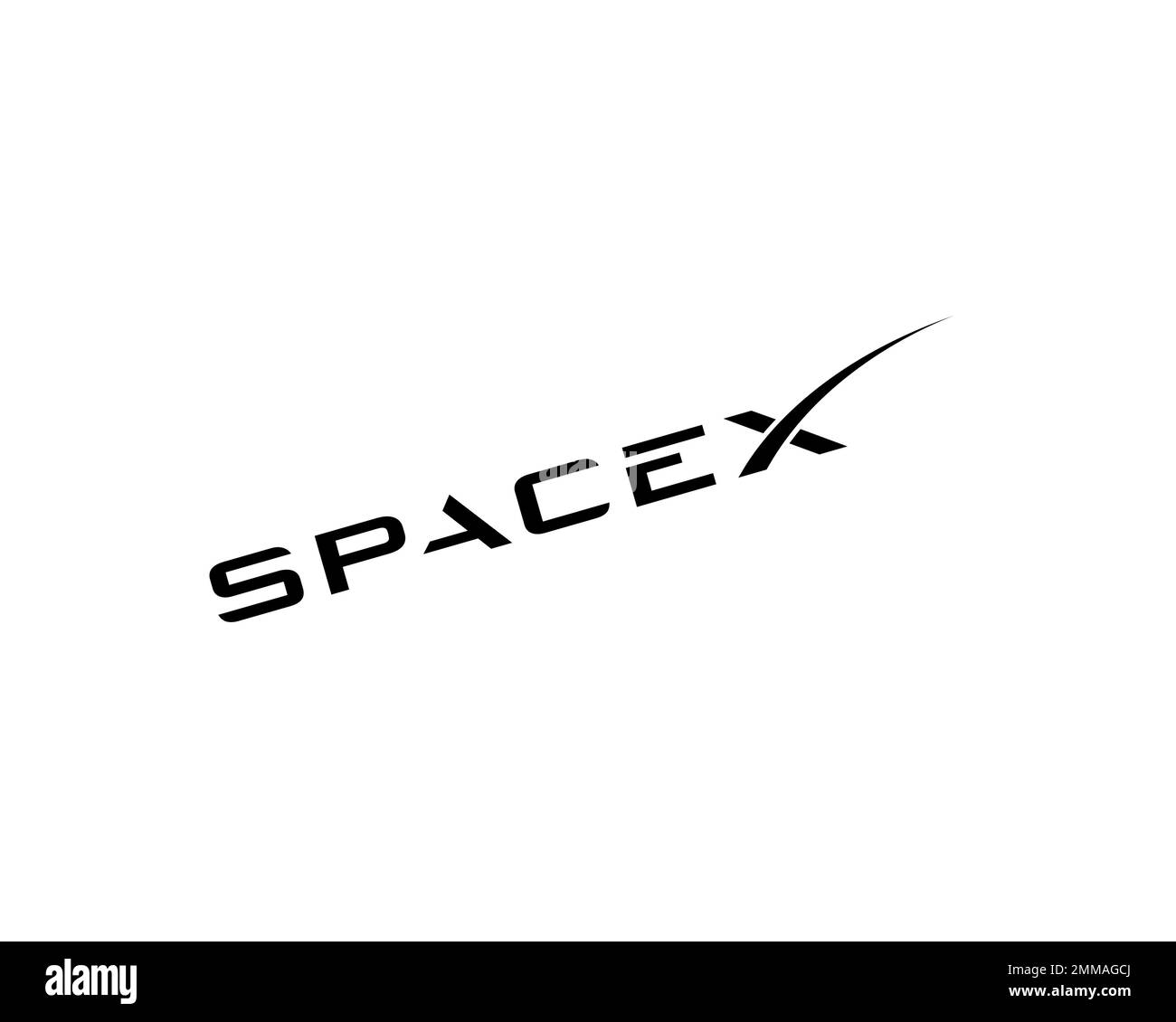 SpaceX, ruotato, sfondo bianco, logo, marchio Foto Stock
