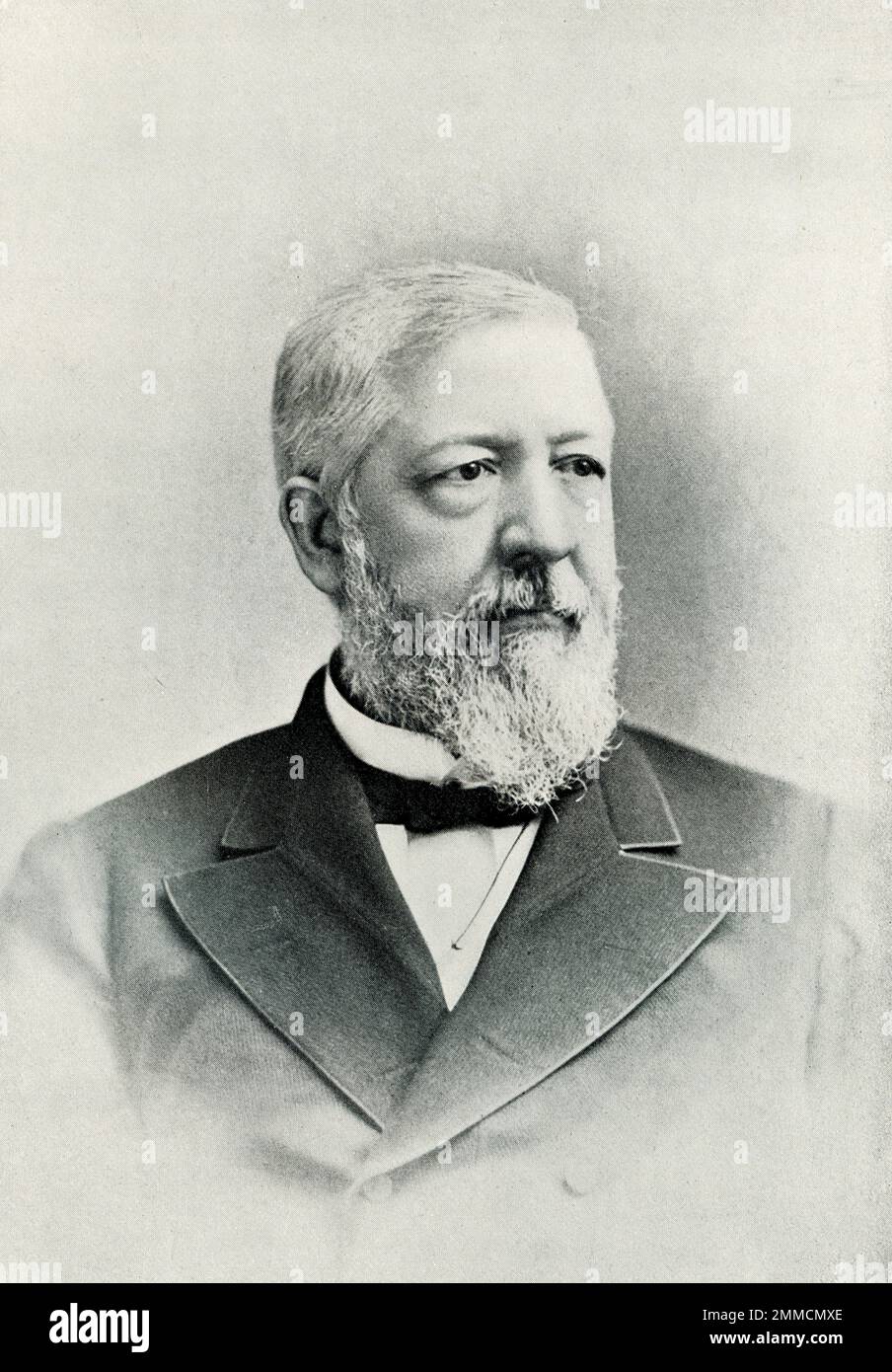 James Gillespie Blaine (1830-1893) è stato un . Ha ricoperto diversi uffici pubblici, tra cui Stati Uniti, rappresentante del Maine dal 1863 al 1876 e Stati Uniti Segretario di Stato nel 1881 e dal 1889-1892. Il suo uso improprio di influenza nel caso di una ferrovia in Arkansas ha impedito di essere nominato presidente nel 1876. Fu nominato presidente nel 1884, ma sconfitto dai democratici. È stato fondamentale per realizzare il primo Congresso Panamericano. Foto Stock