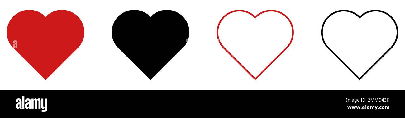 Serie di icone cardiache. Simboli d'amore. Illustrazione vettoriale Illustrazione Vettoriale
