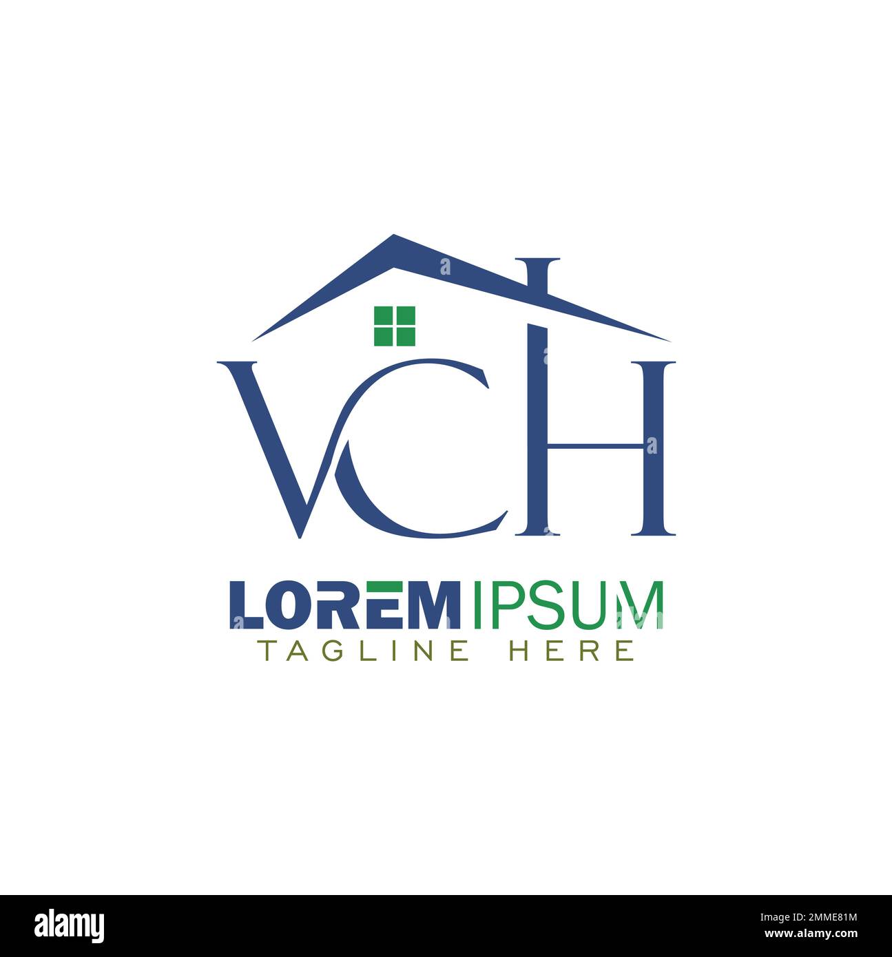 Vector Illustration of VCH Monogram Real Estate Logo Sign in white background Illustrazione Vettoriale