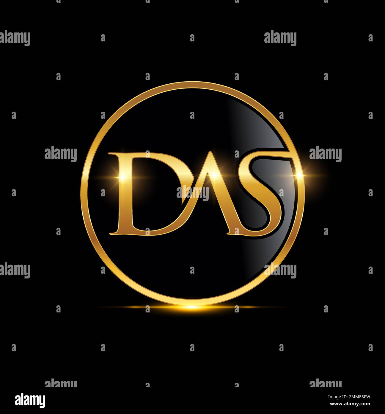 Un'illustrazione vettoriale del logo iniziale del monogramma Golden DAS Illustrazione Vettoriale