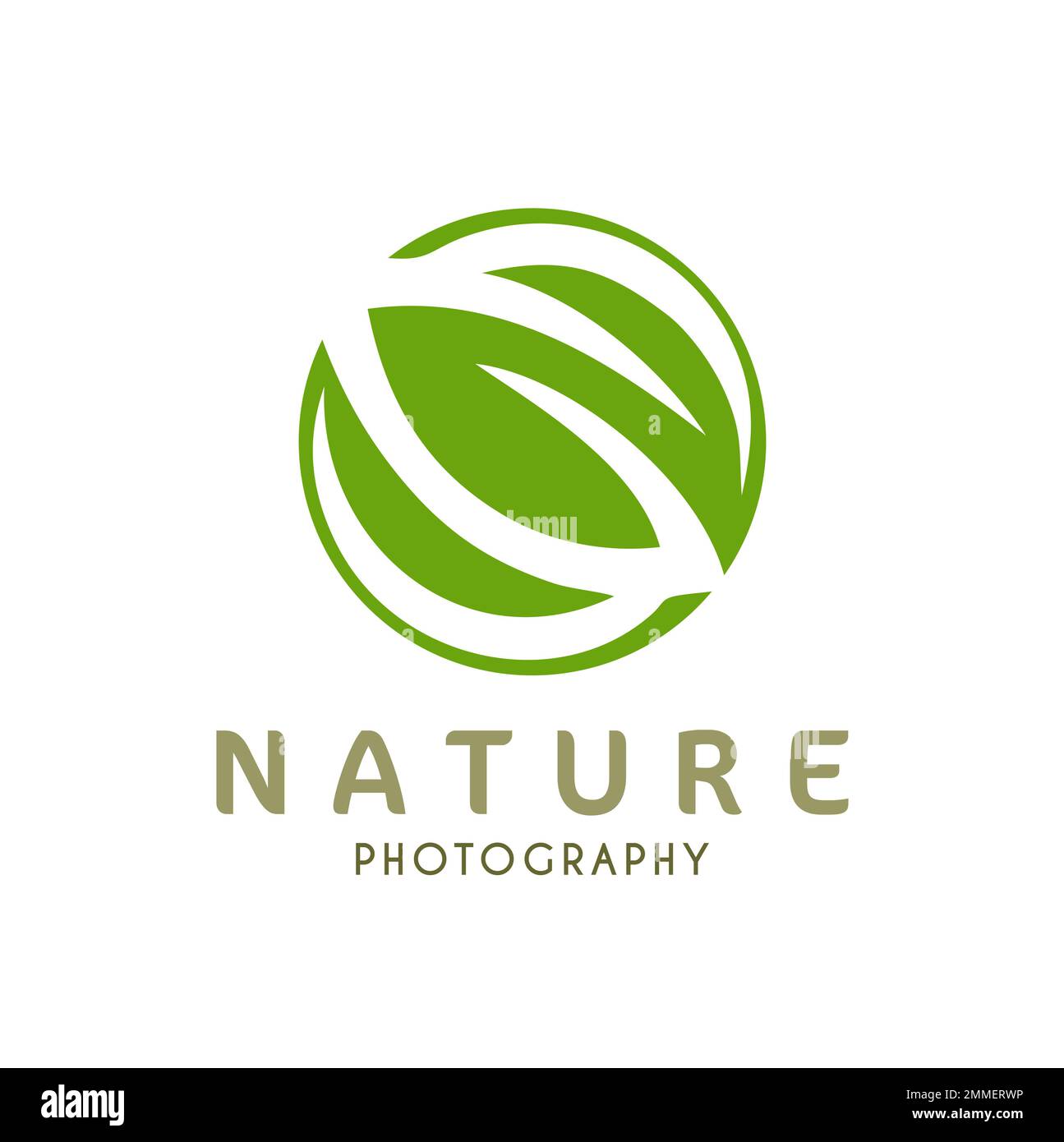 Un vettore Illustrazione di verde natura ecologia fotografia logo, foglia cerchio logo Illustrazione Vettoriale