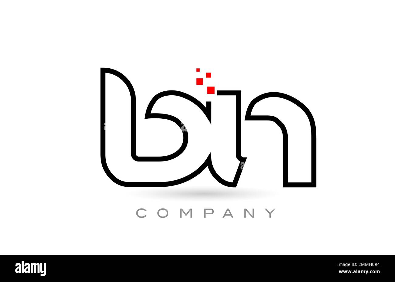 BN icona del logo della lettera dell'alfabeto collegato disegno combinato  con punti e colore rosso. Modello creativo per aziende e aziende Immagine e  Vettoriale - Alamy