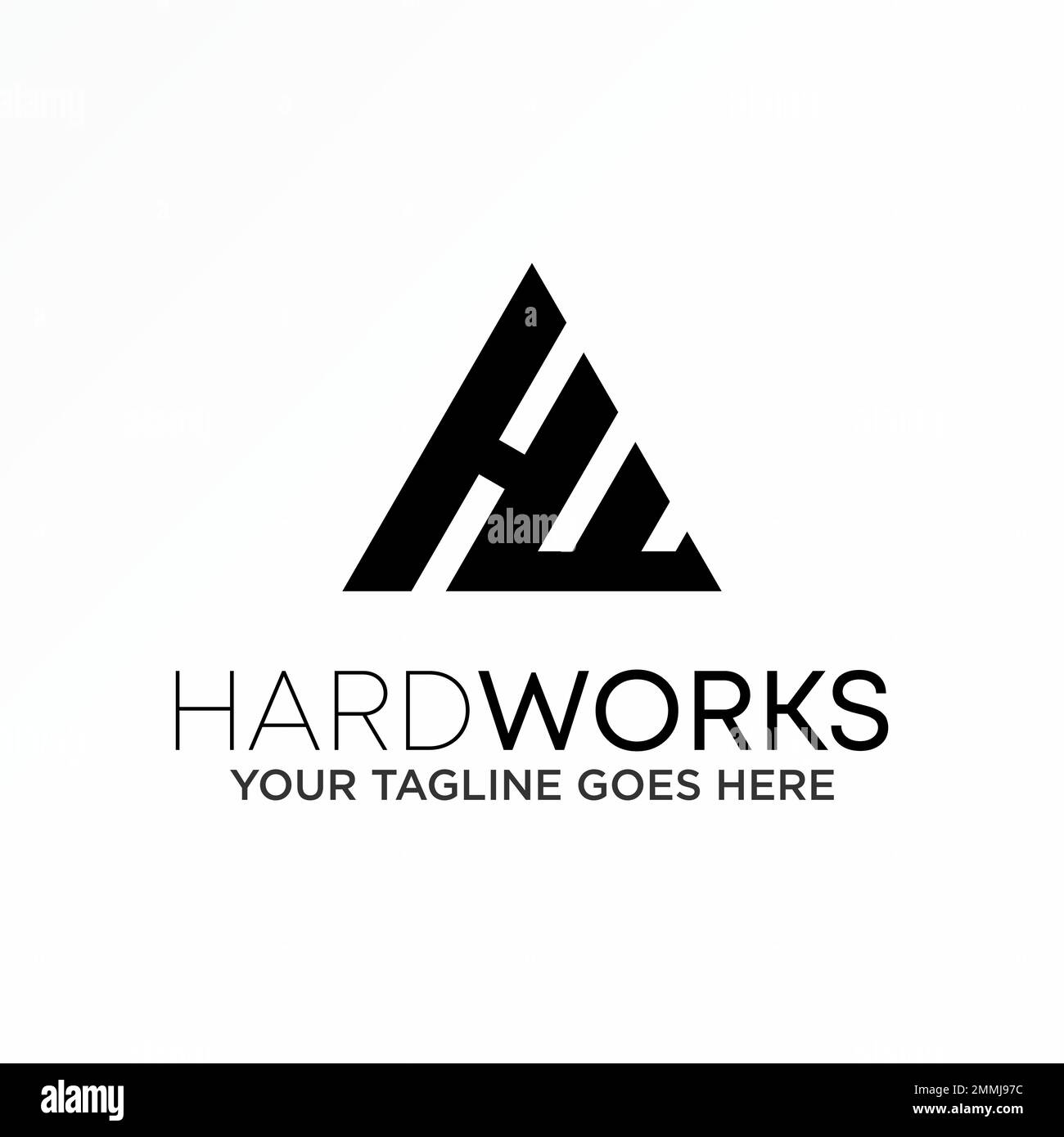 Lettera o parola HW carattere serif in immagine triangolare icona grafica logo disegno astratto concetto vettore stock utilizzato come un simbolo relativo a iniziale o monogramma Illustrazione Vettoriale
