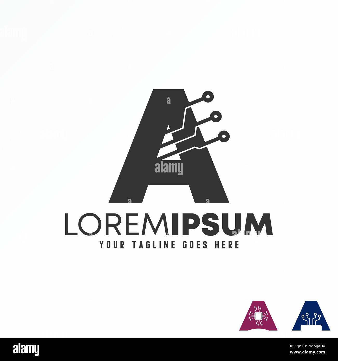 Lettera o parola Un carattere sans serif con icona tecnica immagine grafica icona logo disegno astratto concetto vettore stock. relativo all'iniziale o a internet Illustrazione Vettoriale