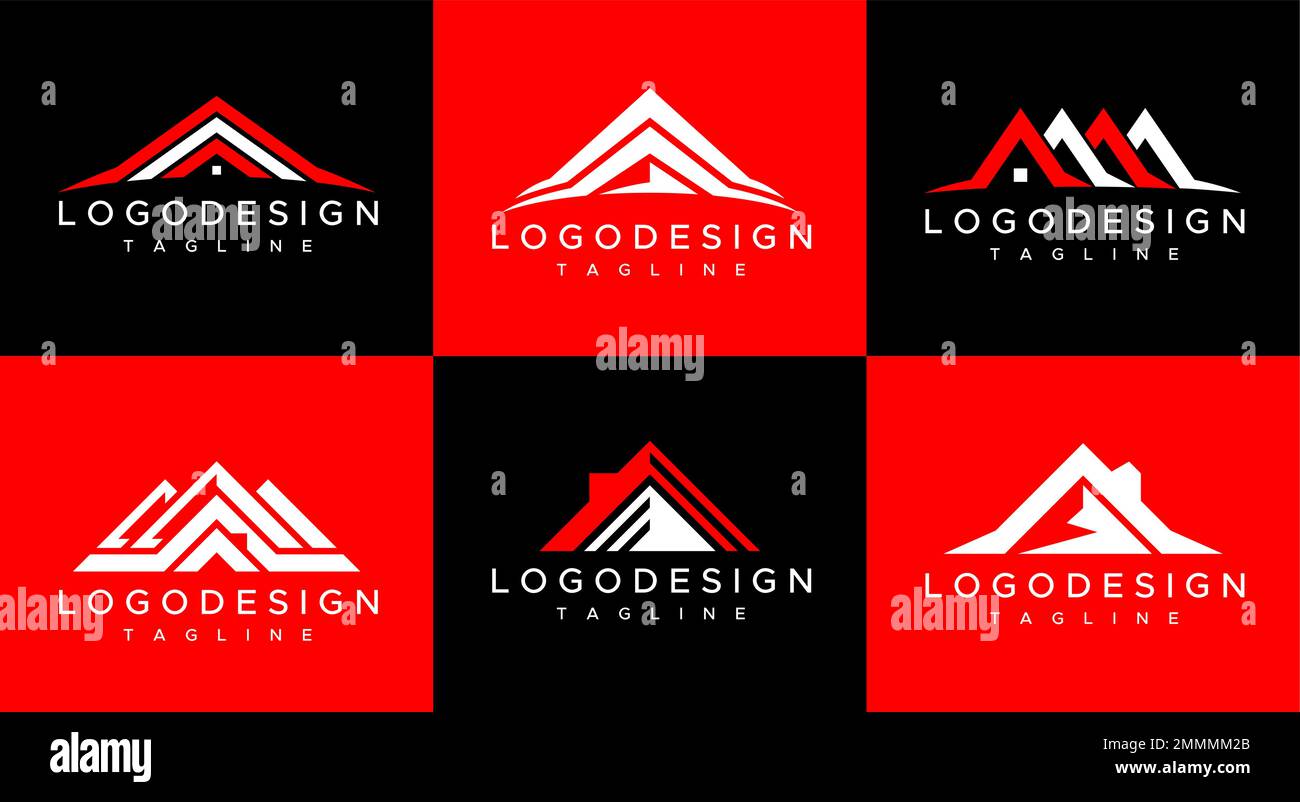 Marchio di logo immobiliare minimalista. Home logo vettore di design. Illustrazione Vettoriale