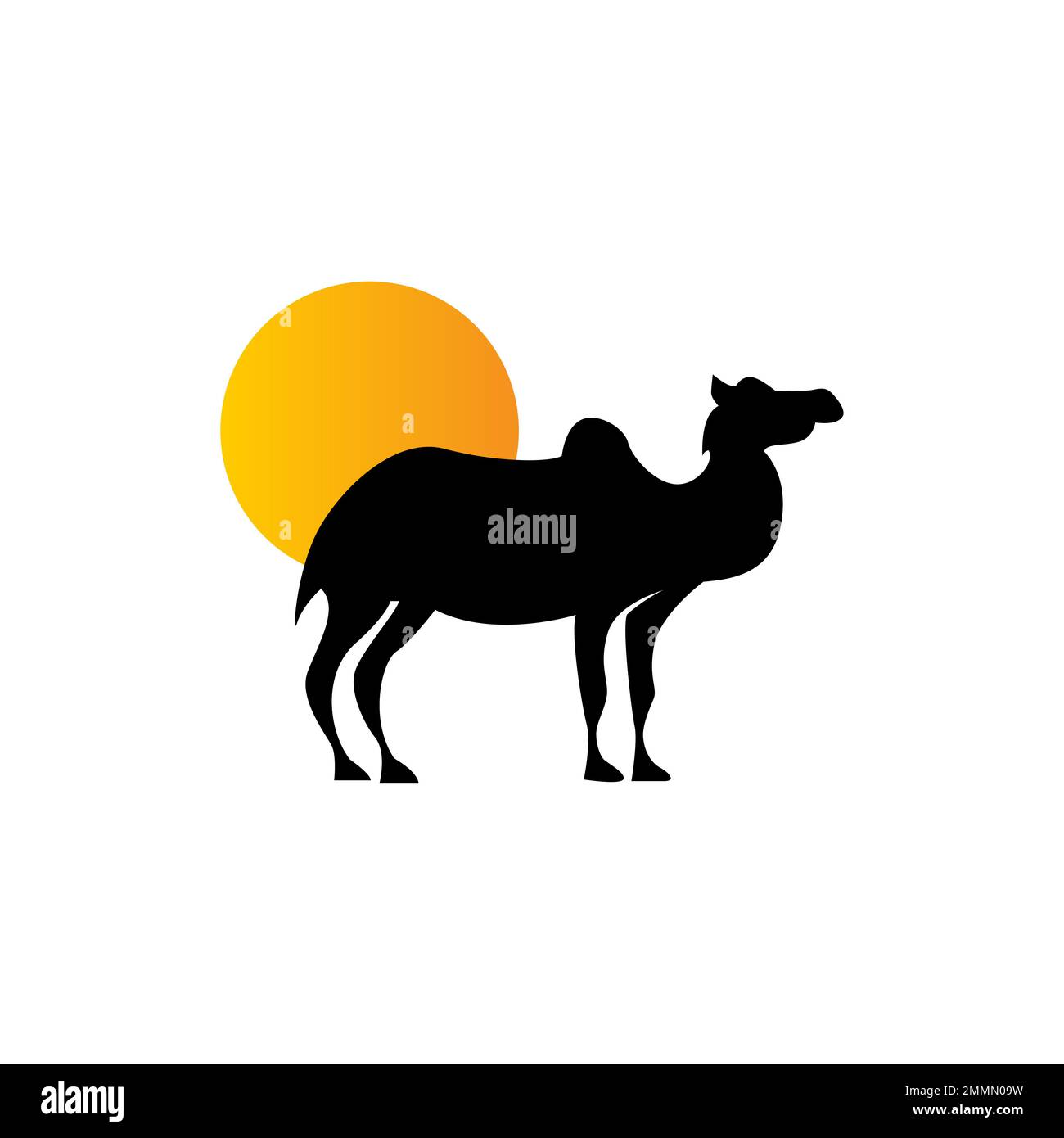 Testa di cammelli animali con logo tramonto simbolo vettore icona illustrazione disegno.EPS 10 Illustrazione Vettoriale