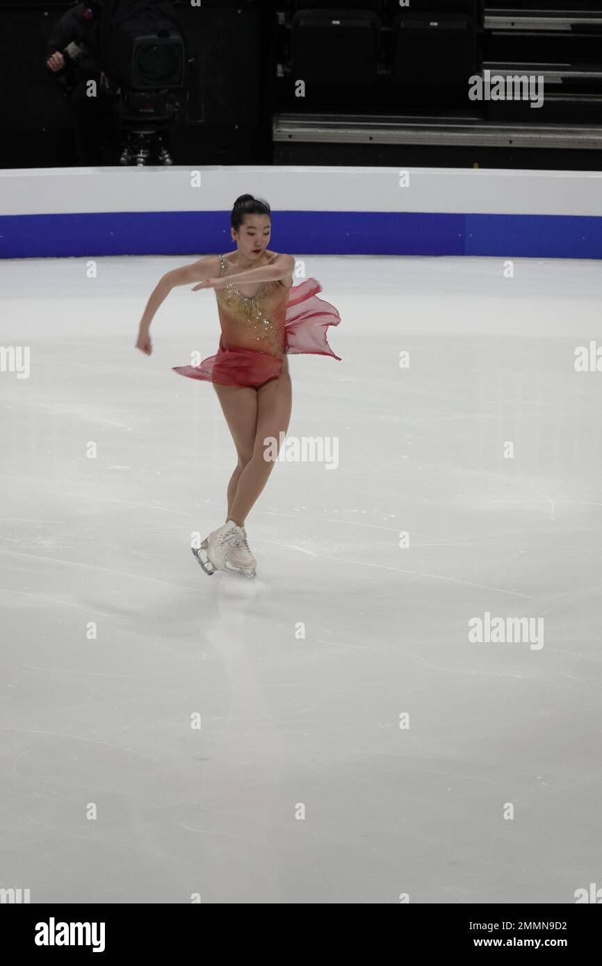 San Jose, California, Stati Uniti. 27th Jan, 2023. Ting Cui si esibisce alla finale di WomenÕs al Toyota US Figure Skating Championship 2023 Credit: Motofoto/Alamy Live News Foto Stock