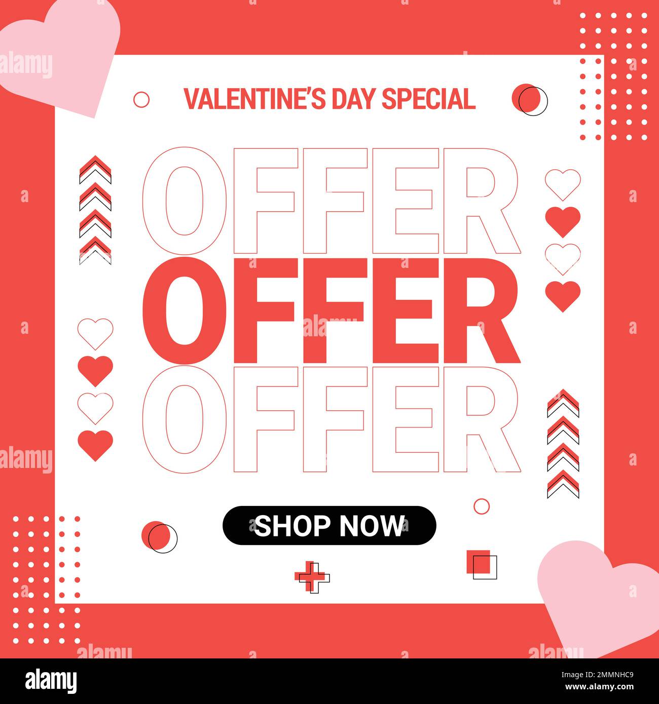 Poster delle offerte speciali di San Valentino, post sui social media di San Valentino e modello di banner Web Illustrazione Vettoriale