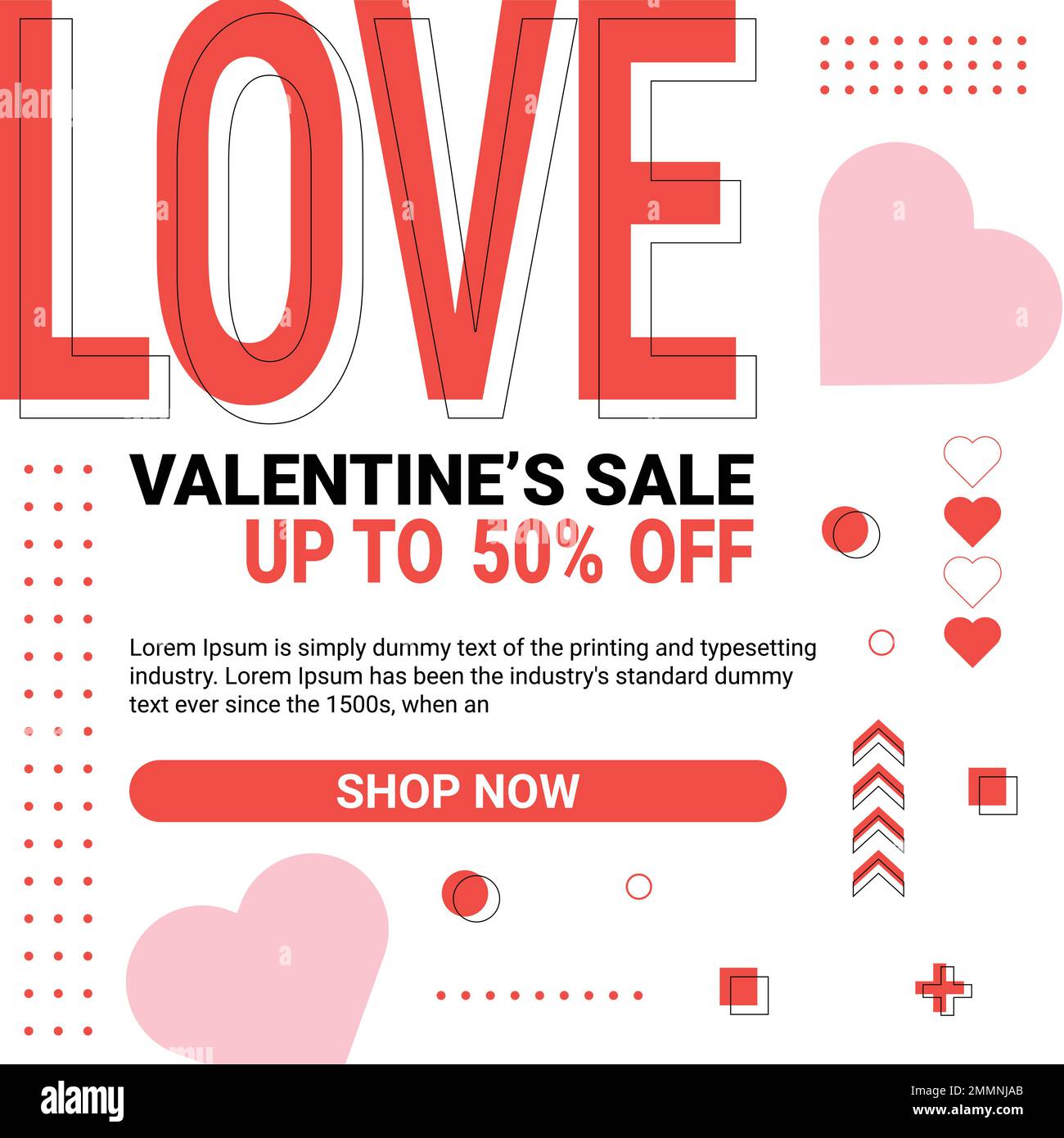 Poster delle offerte speciali di San Valentino, post sui social media di San Valentino e modello di banner Web Illustrazione Vettoriale