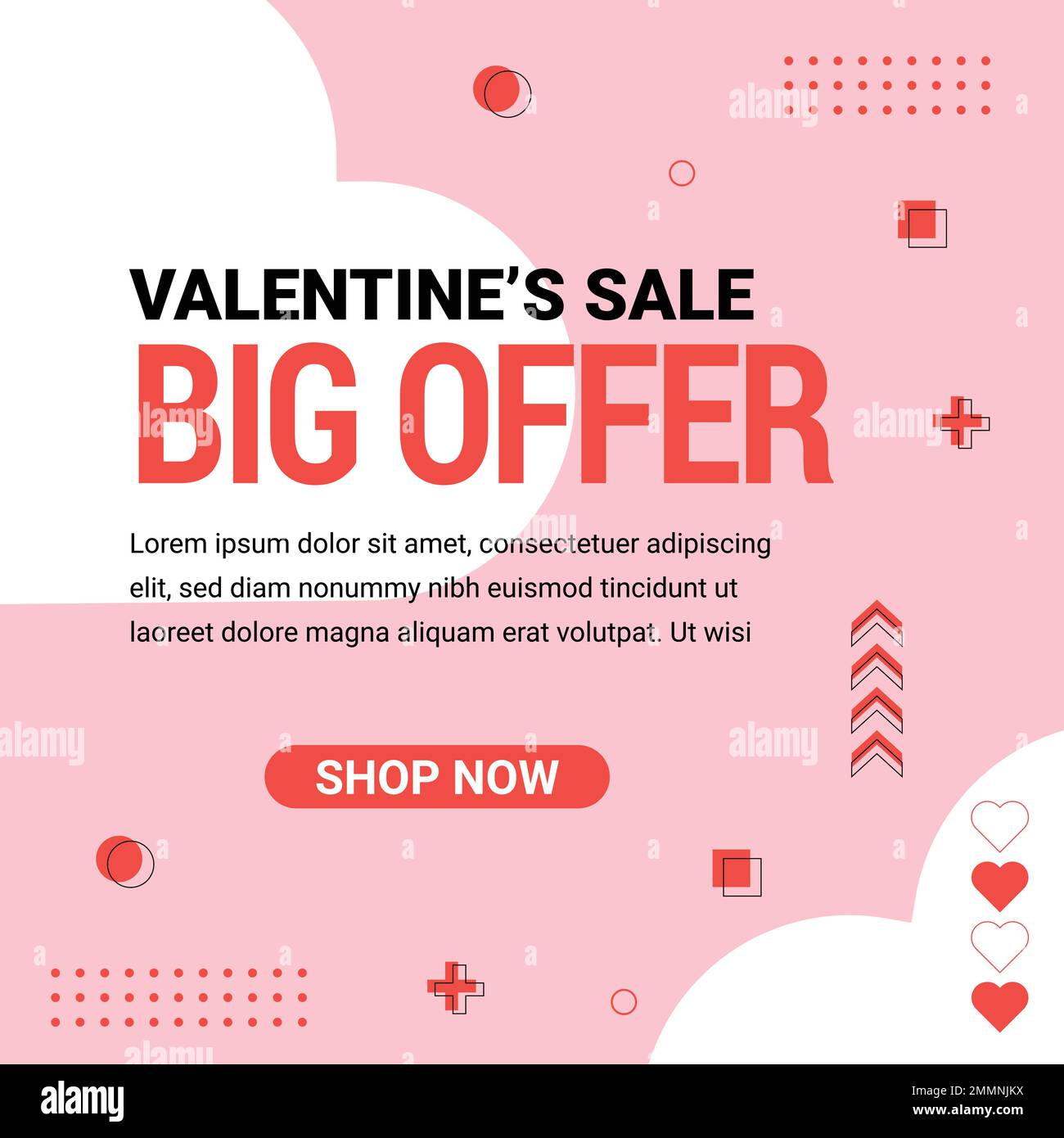 Poster delle offerte speciali di San Valentino, post sui social media di San Valentino e modello di banner Web Illustrazione Vettoriale