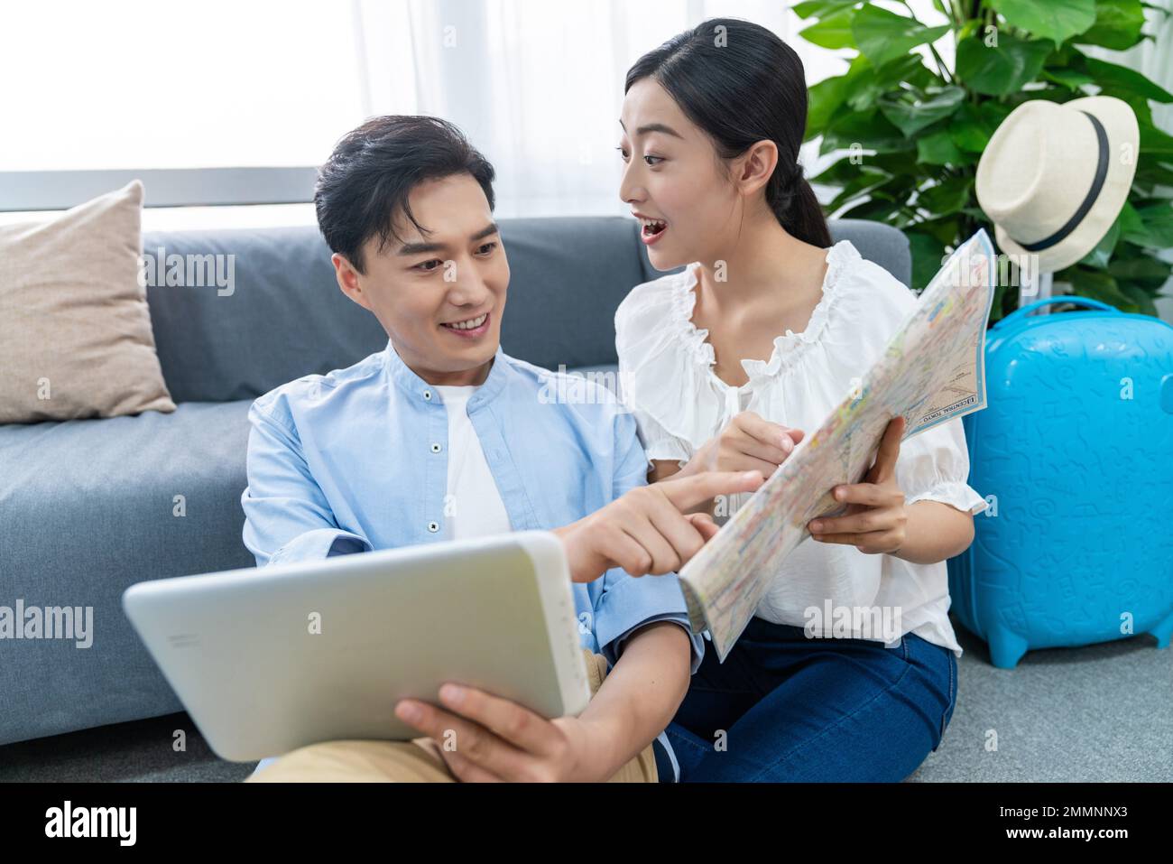 I giovani amanti dei viaggi personalizzati piani Foto Stock