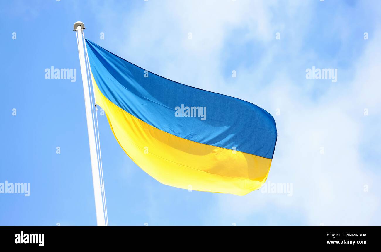 La foto del file datata 09/03/22 della bandiera Ucraina è volata sopra 10 Downing Street a Londra, poiché i rifugiati ucraini richiedono più sostegno psicologico per far fronte all'impatto dell'invasione russa del loro paese, ha detto una carità. Foto Stock