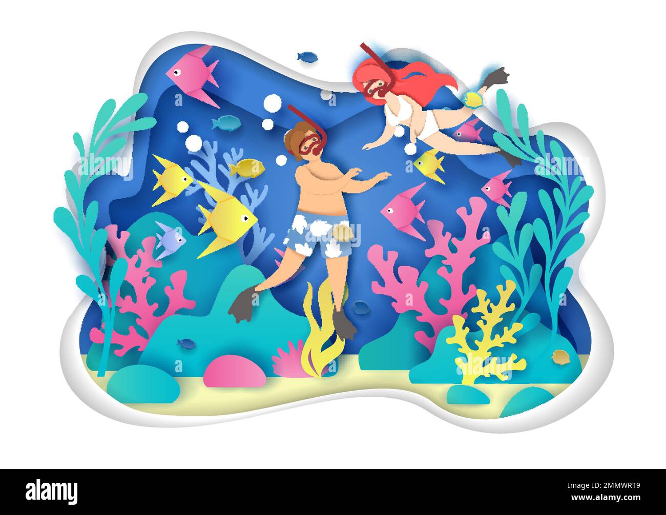 Concetto di vettore snorkeling per banner web, pagina web Illustrazione Vettoriale