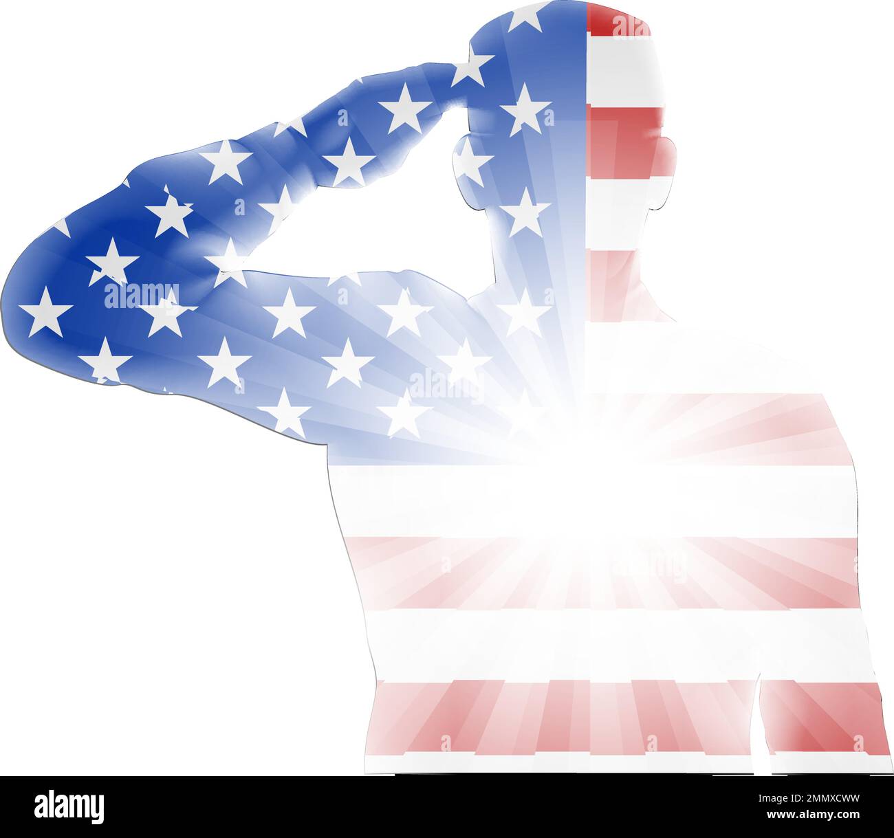 Bandiera Soldier Salute Veteran Day Silhouette Illustrazione Vettoriale