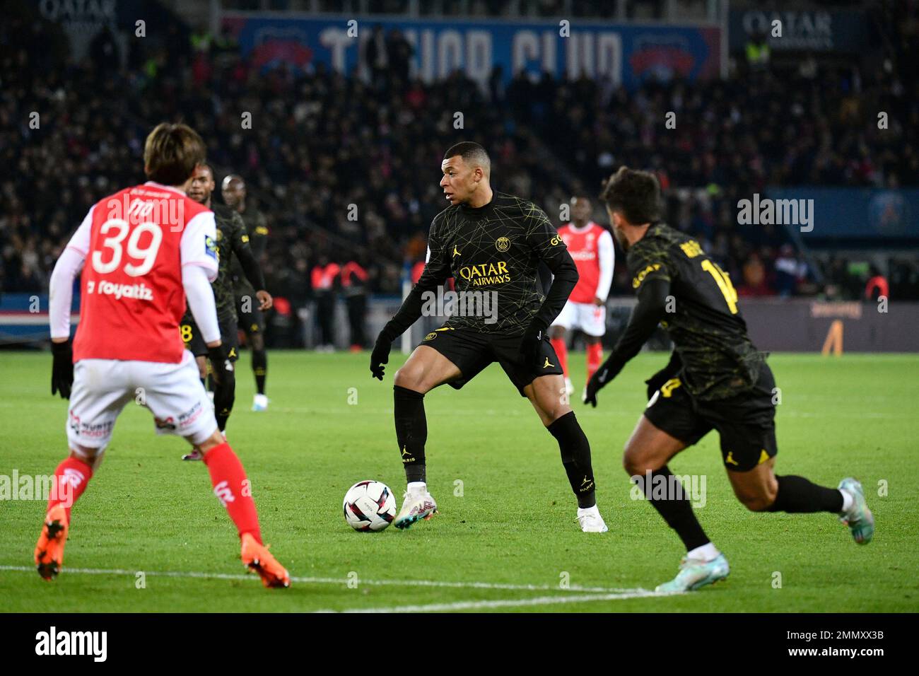 Parigi, Francia. 29th Jan, 2023. Julien Mattia/le Pictorium - PSG - Reims - 29/01/2023 - France/Ile-de-France (regione)/Paris - Kylian Mbappe durante la partita tra PSG e Stade de Reims al Parc des Princes il 29 gennaio 2023. Credit: LE PICTORIUM/Alamy Live News Foto Stock