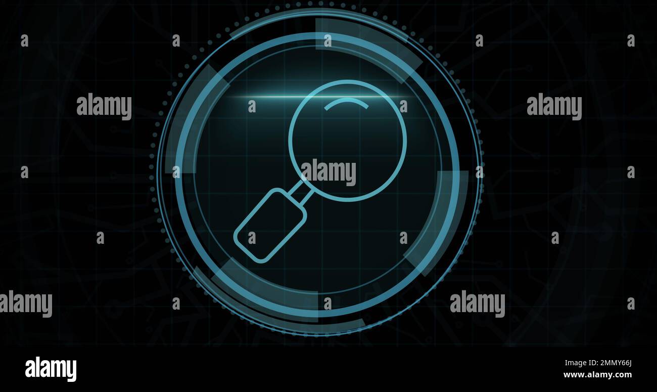 Composizione dell'icona del loop di sicurezza online su sfondo nero Foto Stock