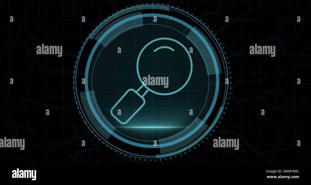 Composizione dell'icona del loop di sicurezza online su sfondo nero Foto Stock