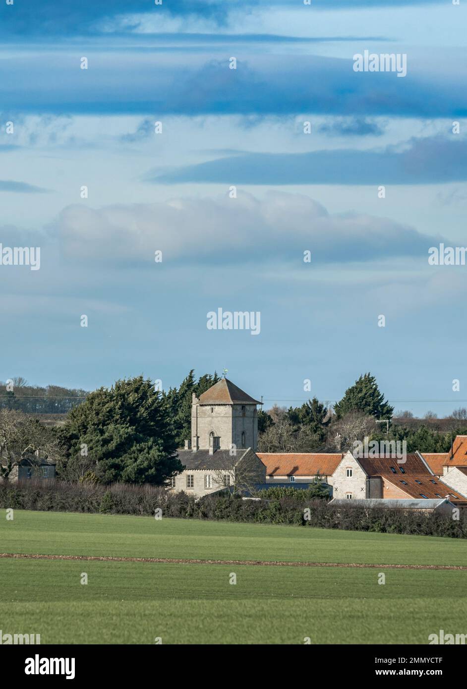 Temple Bruer, Sleaford, Lincolnshire - la torre del 12th° secolo Knights Templar preceptory o il Temple Bruer Preceptory Foto Stock