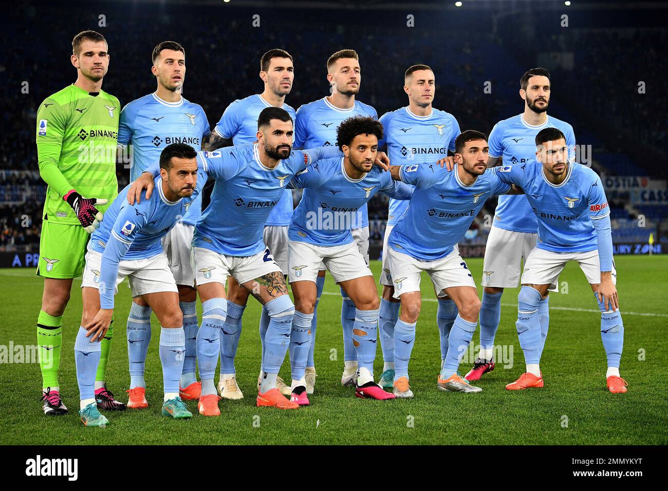 Squadra SS Lazio durante la Serie Un incontro tra SS Lazio e Fiorentina allo Stadio Olimpico il 29 gennaio 2023 a Roma. Foto Stock