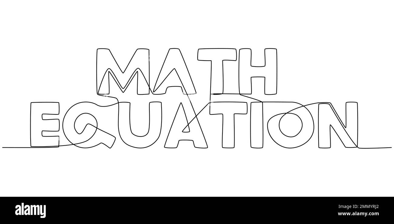 Una linea continua della parola matematico. Concetto di vettore di illustrazione a linea sottile. Disegno di contorno idee creative. Illustrazione Vettoriale