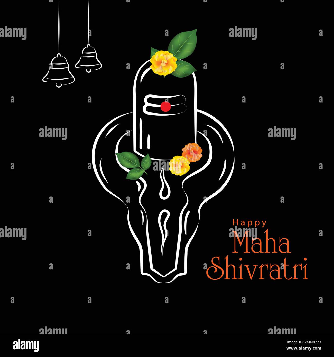 Happy Maha Shivratri Festival sfondo, disegno di linea vettore Illustrazione di Shivling (simbolo di Signore Shiva). Illustrazione Vettoriale