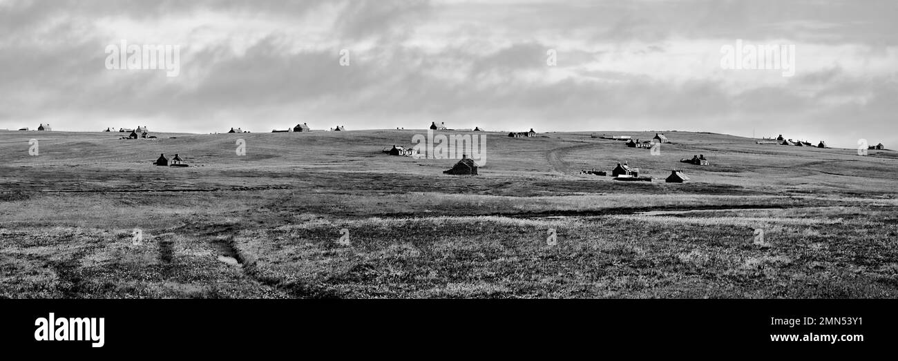 Case deserte sull'isola di stroma Foto Stock