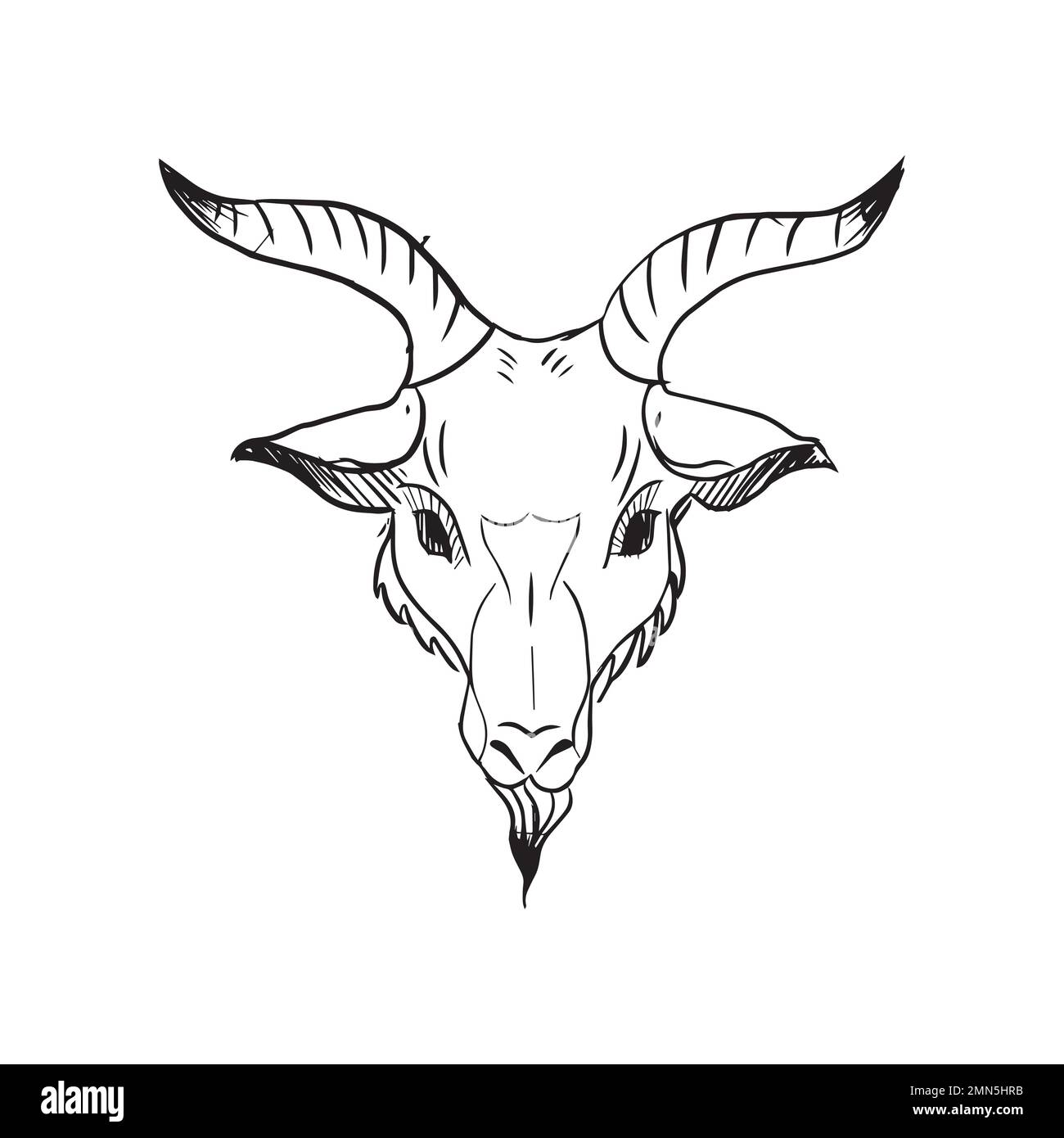 Testa di capra di Ocult con corna Illustrazione Vettoriale