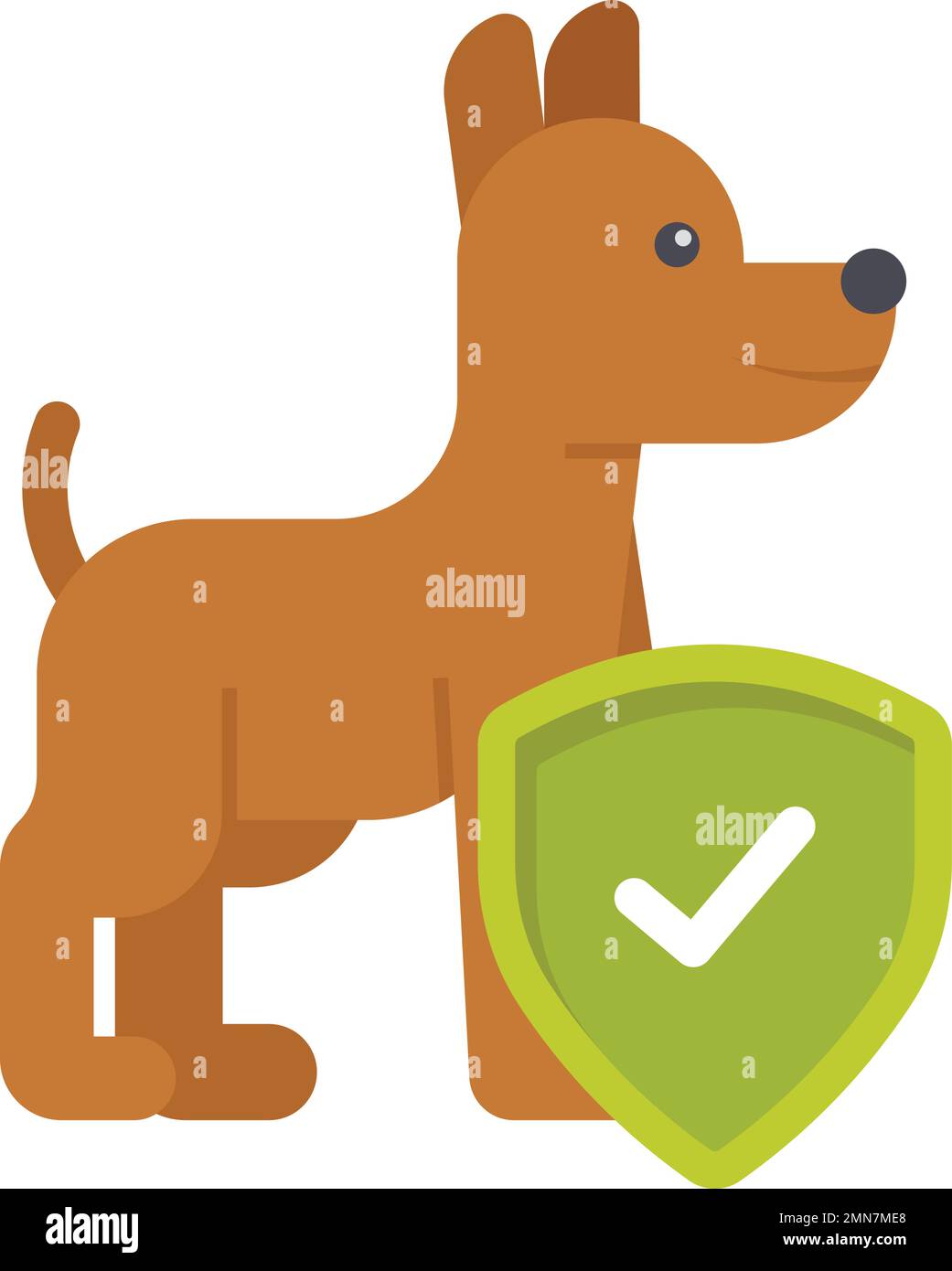 Concetto di assicurazione per gli animali domestici, benessere e assistenza sanitaria con disegno dell'icona del vettore dello scudo, simbolo di protezione dei sinistri finanziari, segno di gestione del rischio, Illustrazione Vettoriale