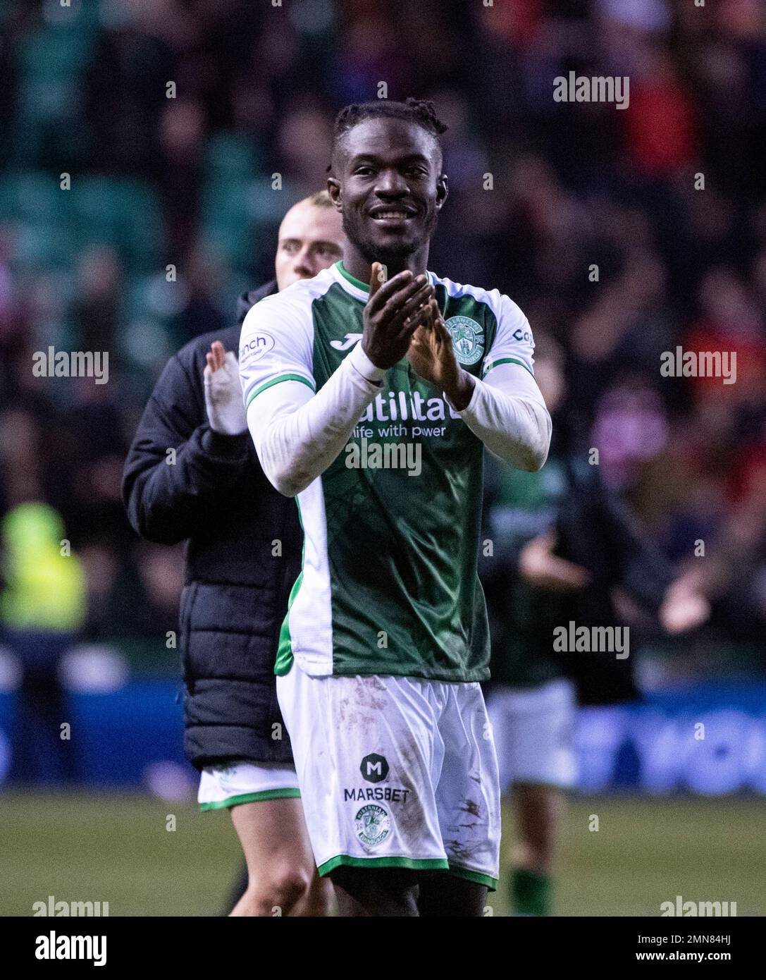 Cinch Premiership - Hibernian FC contro Aberdeen FC 28/1/2023. Hibernian ospita Aberdeen nella Cinch Premiership al Easter Road Stadium, Edimburgo, Foto Stock