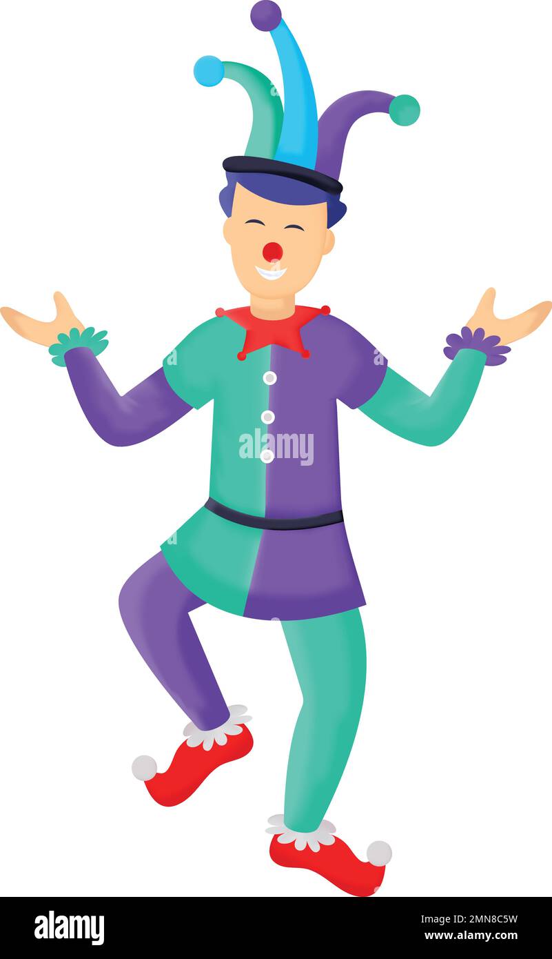 Joker Dancing Vector Icon Design, Circus Characters Symbol, Carnival Performer Sign, Festival Troupe Stock Illustration, Laughing jester Concept Illustrazione Vettoriale