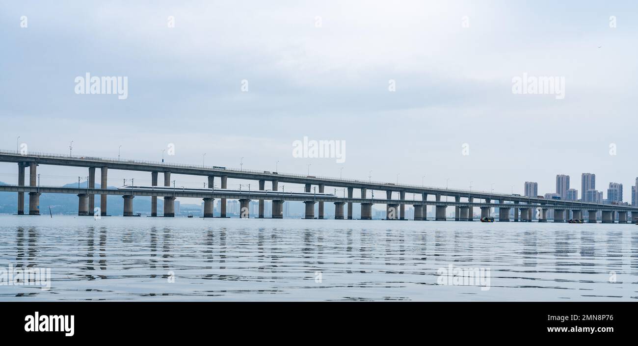 Xiamen ponte a forma di mandorla Foto Stock