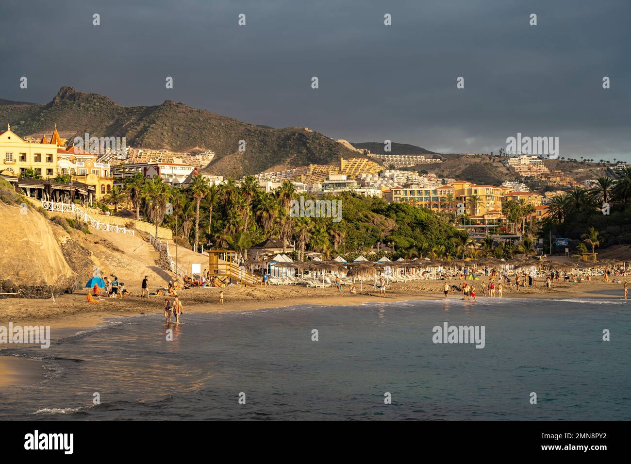 Strand Playa del Duque, Costa Adeje, tenero, Kanarische Inseln, Spanien | Playa del Duque Beach, Costa Adeje, Tenerife, Isole Canarie, Spa Foto Stock
