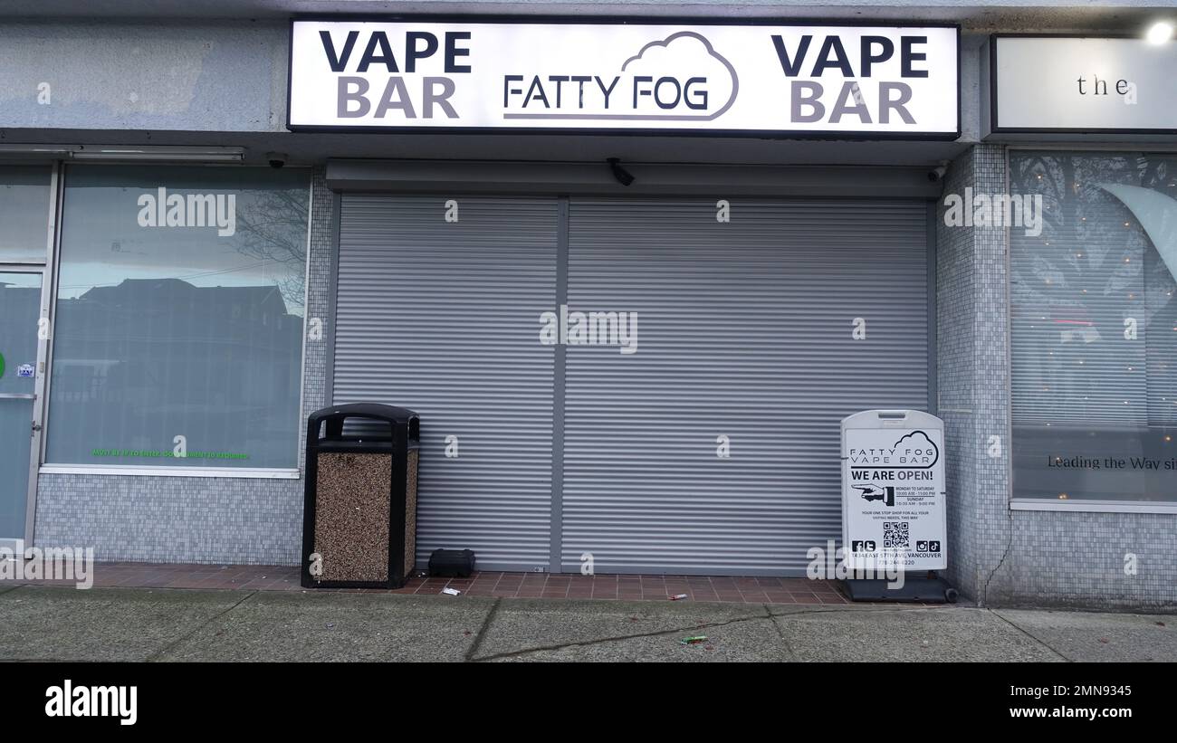 Gennaio 29 2023 - Fatty FOG vape bar store a Vancouver, British Columbia Canada Foto Stock