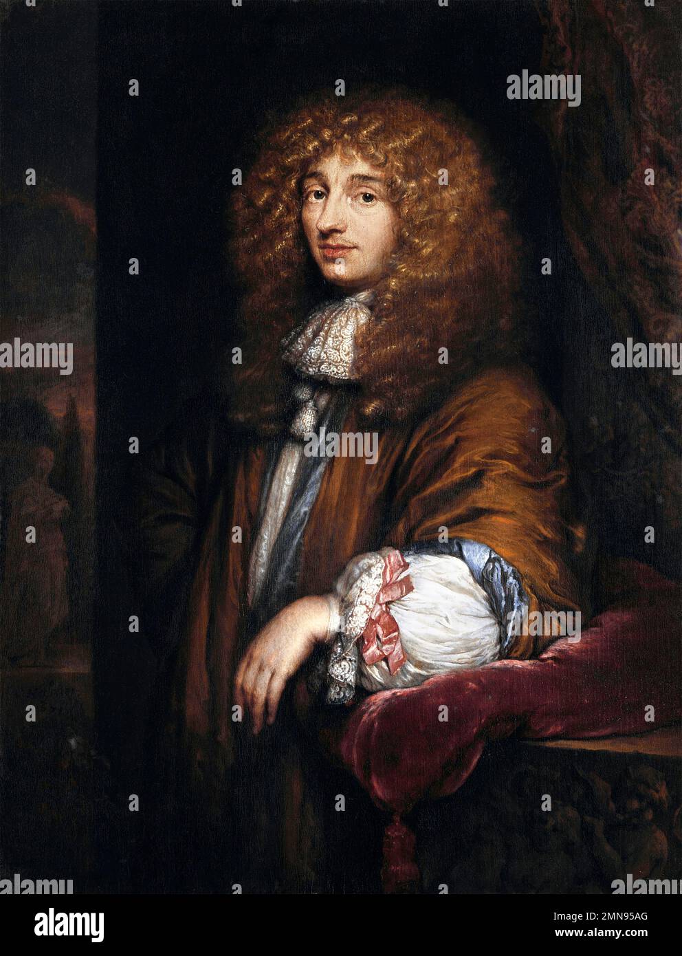 Christiaan Huygens. Ritratto del matematico, fisico e astronomo olandese Christiaan Huygens (1629-1695), dipinto di Caspar Netscher, 1671 Foto Stock