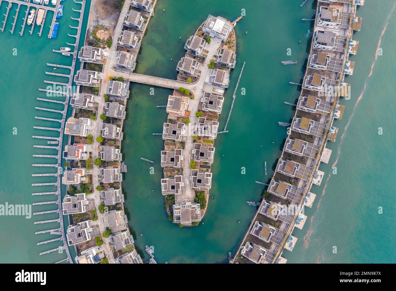 Vista dall'alto dello yacht club internazionale di xiangshan nel molo di xiamen Foto Stock