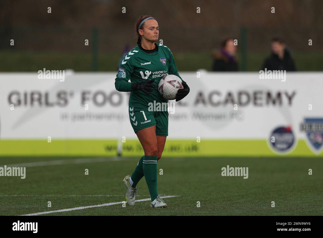 Durham Women's NAOISHA McALOON durante la partita della fa Cup 4th Round tra il Durham Women FC e il Crystal Palace al castello di Maiden, Durham, domenica 29th gennaio 2023. (Credit: Marco Fletcher | NOTIZIE MI) Credit: NOTIZIE MI & Sport /Alamy Live News Foto Stock