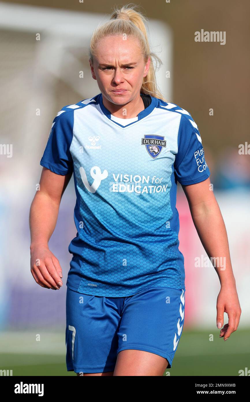 BETH HEPPLE of Durham Women durante la partita della fa Cup 4th Round tra il Durham Women FC e il Crystal Palace al castello di Maiden, Durham, domenica 29th gennaio 2023. (Credit: Marco Fletcher | NOTIZIE MI) Credit: NOTIZIE MI & Sport /Alamy Live News Foto Stock