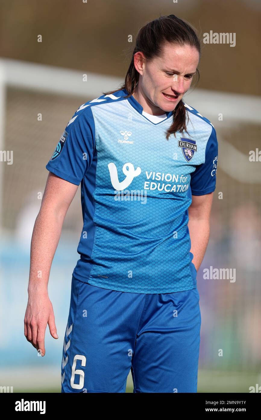 SARAH ROBSON of Durham Women durante la partita della fa Cup 4th Round tra il Durham Women FC e il Crystal Palace a Maiden Castle, Durham, domenica 29th gennaio 2023. (Credit: Marco Fletcher | NOTIZIE MI) Credit: NOTIZIE MI & Sport /Alamy Live News Foto Stock