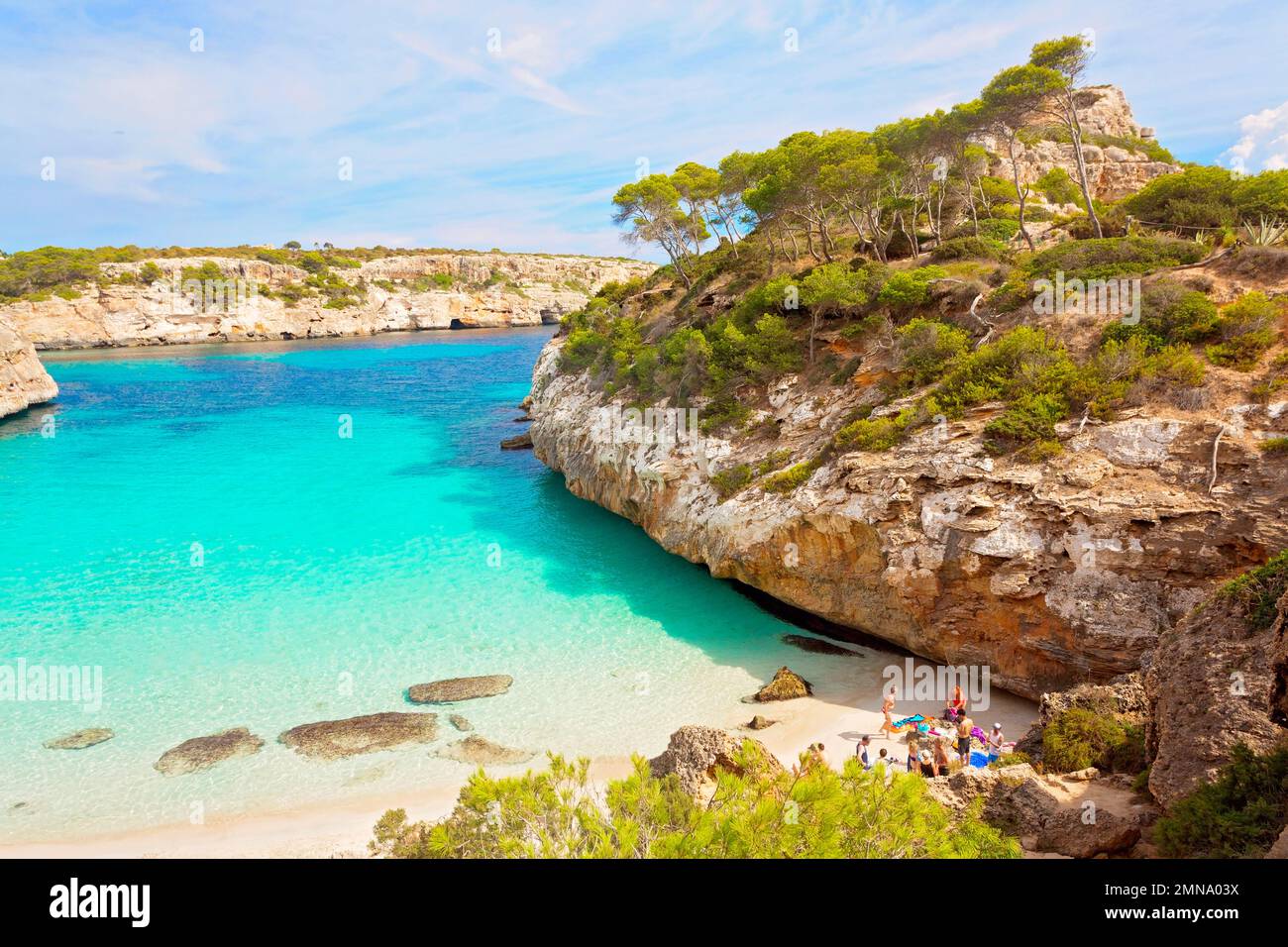 Bellissima spiaggia Caló des Moro a Maiorca, Isole Baleari, Spagna Foto Stock