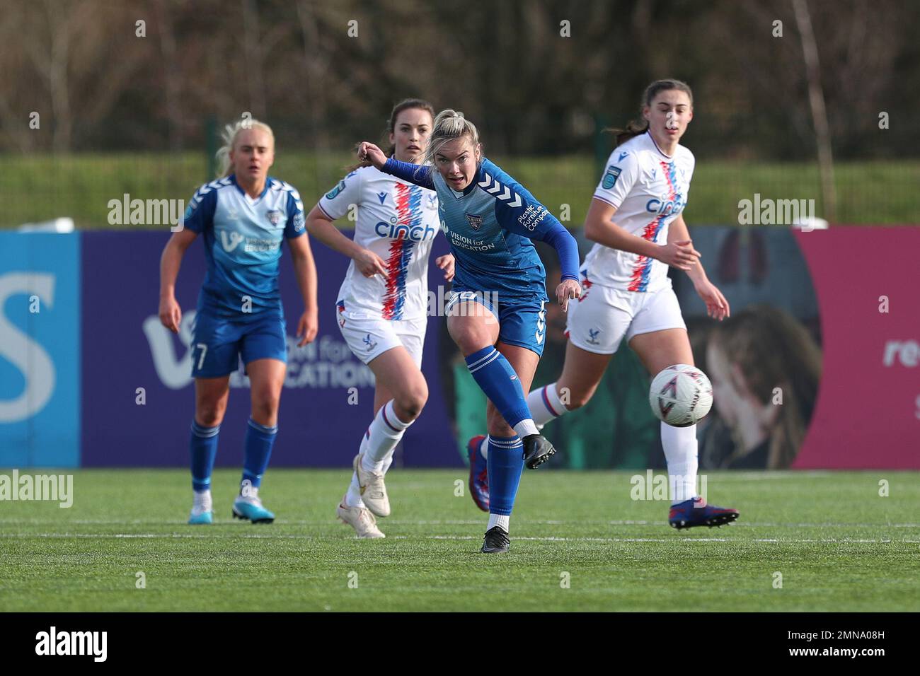 SAOIRSE NOONAN of Durham Women durante la partita della fa Cup 4th Round tra il Durham Women FC e il Crystal Palace al castello di Maiden, Durham, domenica 29th gennaio 2023. (Credit: Marco Fletcher | NOTIZIE MI) Credit: NOTIZIE MI & Sport /Alamy Live News Foto Stock