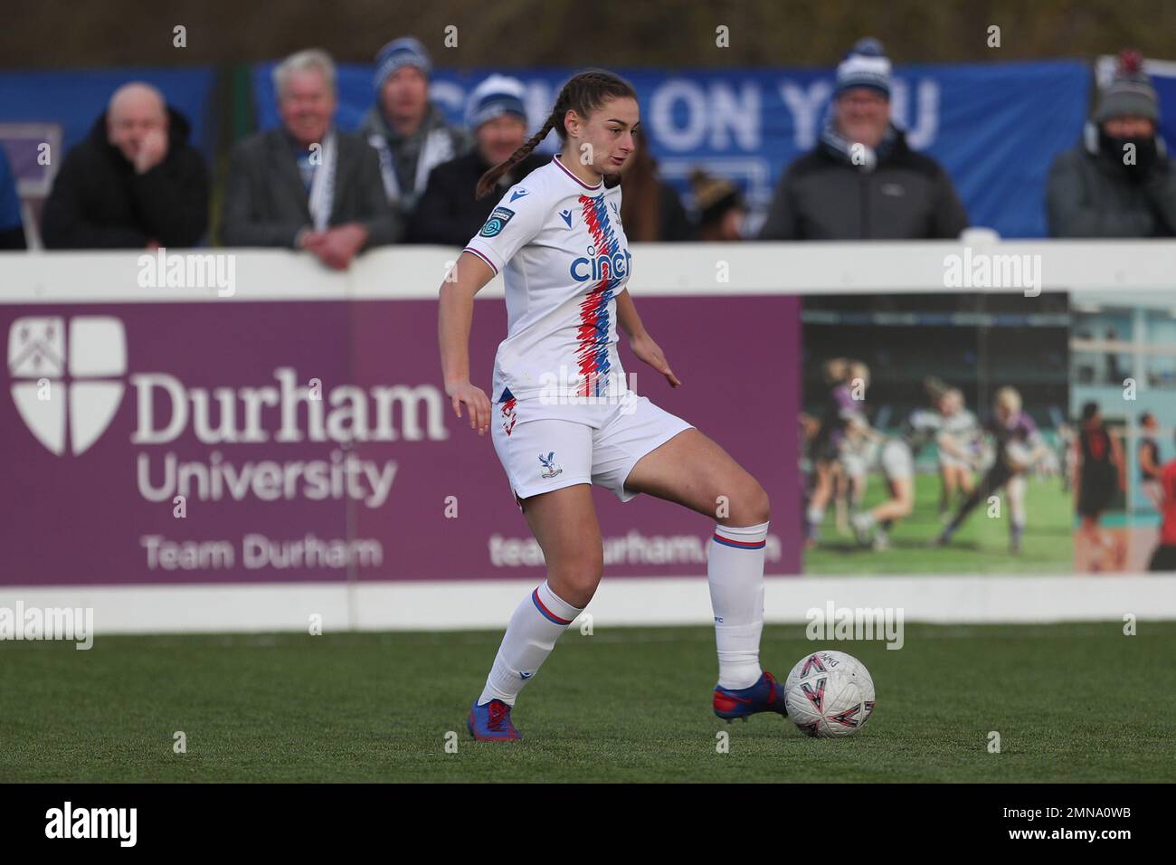 CRYSTAL Palace's LIZZIE WALDIE durante la partita della fa Cup 4th Round tra il Durham Women FC e il Crystal Palace al Castello di Maiden, Durham, domenica 29th gennaio 2023. (Credit: Marco Fletcher | NOTIZIE MI) Credit: NOTIZIE MI & Sport /Alamy Live News Foto Stock