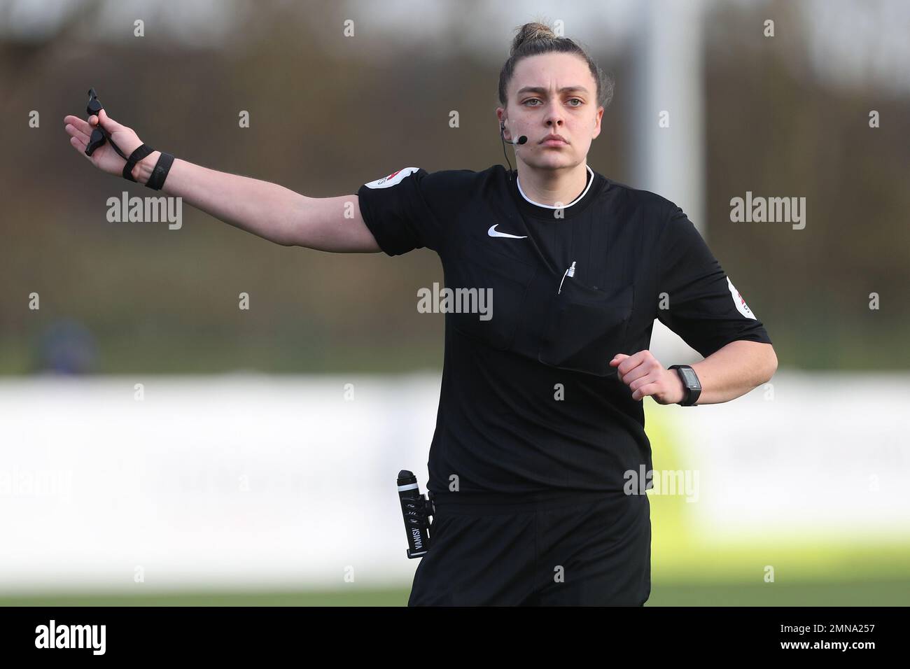 Arbitro della partita CROCE DI PHOEBE durante la partita della fa Cup 4th Round tra il Durham Women FC e il Crystal Palace al castello di Maiden, Durham, domenica 29th gennaio 2023. (Credit: Marco Fletcher | NOTIZIE MI) Credit: NOTIZIE MI & Sport /Alamy Live News Foto Stock