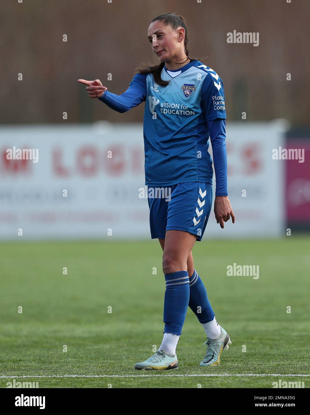 MOLLIE LAMBERT of Durham Women durante la partita della fa Cup 4th Round tra il Durham Women FC e il Crystal Palace al castello di Maiden, Durham, domenica 29th gennaio 2023. (Credit: Marco Fletcher | NOTIZIE MI) Credit: NOTIZIE MI & Sport /Alamy Live News Foto Stock