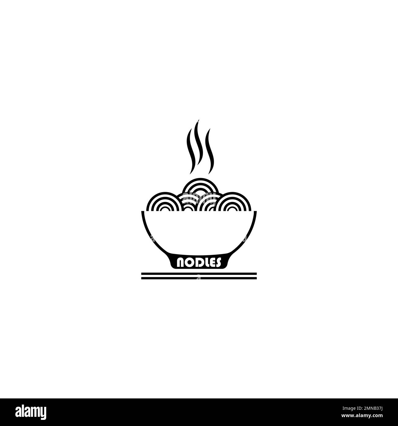 Noodles icona vettore illustrazione logo design. Foto Stock